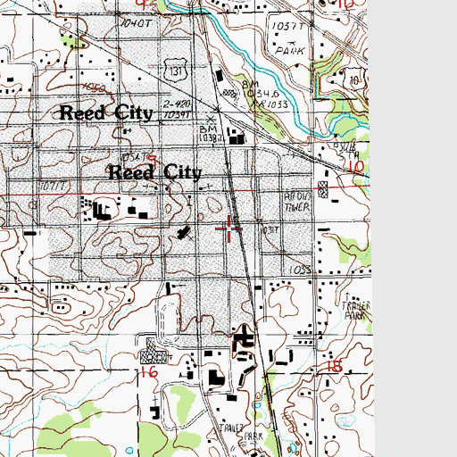Topographic Map of Reed City Volunteer Fire Department, MI
