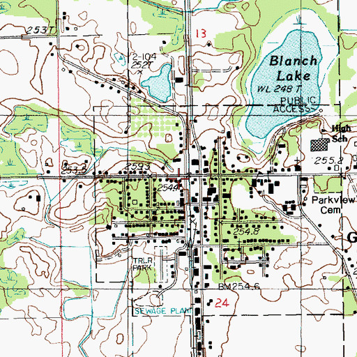 Topographic Map of Ashland - Grant Volunteer Fire District, MI