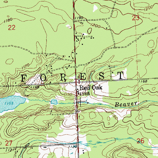 Topographic Map of Greenwood Township Volunteer Fire Department Station 2, MI
