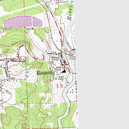 Topographic Map of Bessemer Township Volunteer Fire Department, MI
