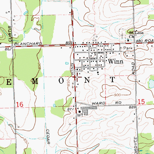 Topographic Map of Fremont Township Fire Department, MI