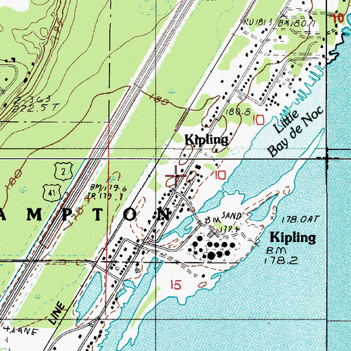 Topographic Map of Brampton Township Volunteer Fire Department Station 2, MI
