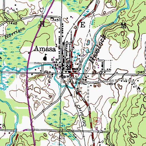 Topographic Map of Amasa - Hematite Township Volunteer Fire Department, MI
