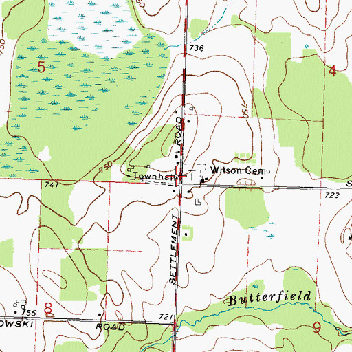 Topographic Map of Wilson Township Fire and Rescue, MI