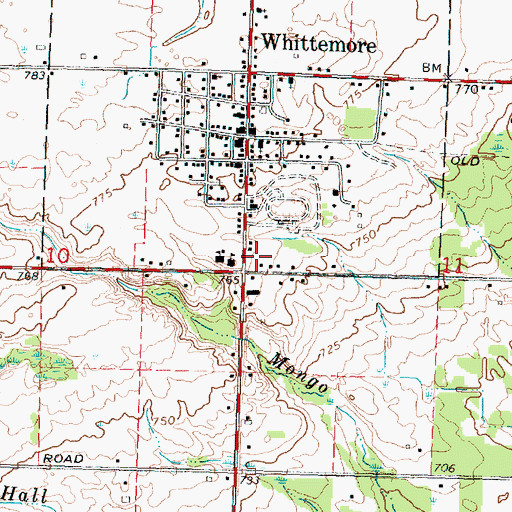Topographic Map of Burleigh - Reno - Whittemore Fire Department, MI