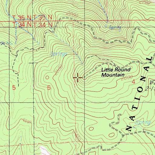 Topographic Map of Little Round Mountain, CA