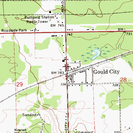 Topographic Map of Newton Township Fire Department, MI
