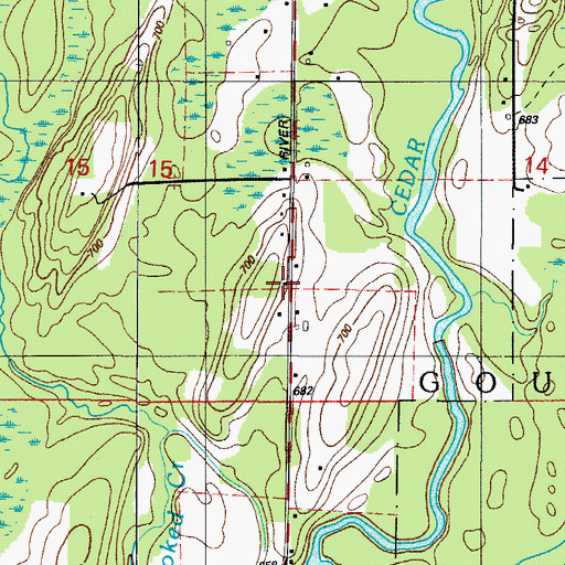 Topographic Map of Gourley Township Volunteer Fire Department, MI