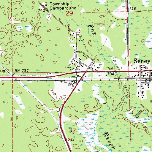 Topographic Map of Michigan Department of Natural Resources Seney Field Office, MI