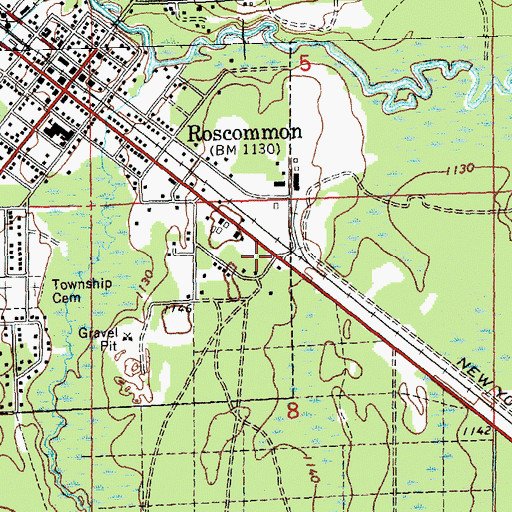 Topographic Map of Higgins Township Fire and Emergency Medical Services Department, MI