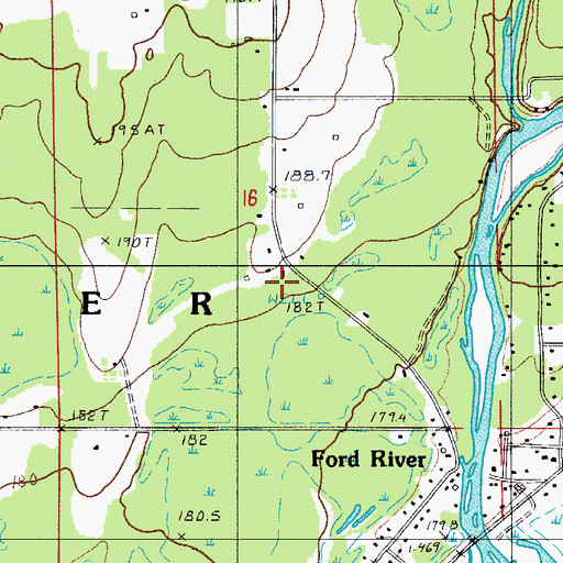 Topographic Map of Ford River Township Volunteer Fire Department, MI