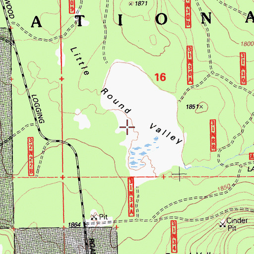 Topographic Map of Little Round Valley, CA