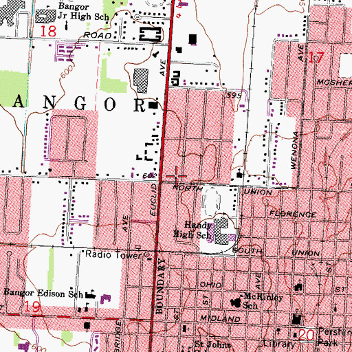 Topographic Map of Bangor Township Fire Department Station 6, MI