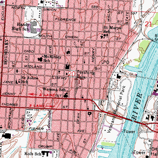 Topographic Map of Bay City Fire Department Station 4, MI