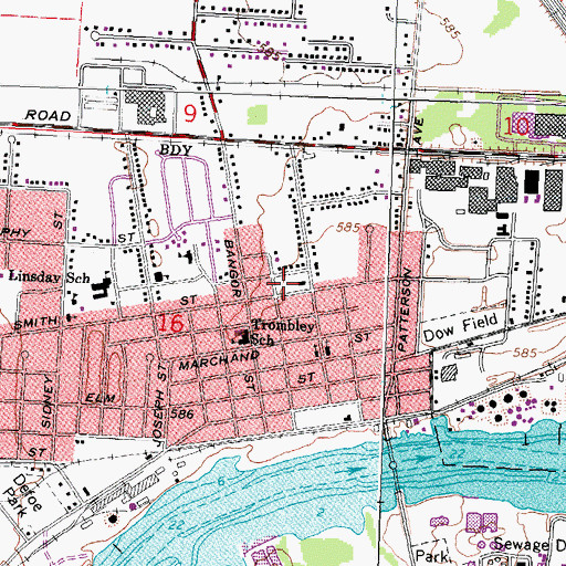 Topographic Map of Bay City Fire Department Station 5, MI