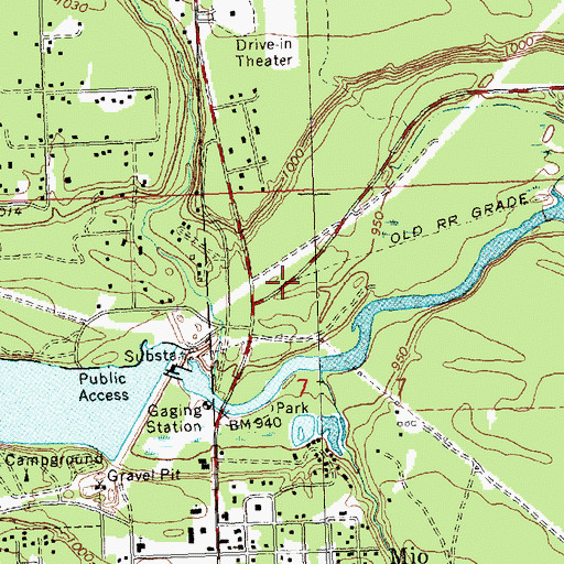 Topographic Map of United States Forest Service Mio Ranger District, MI