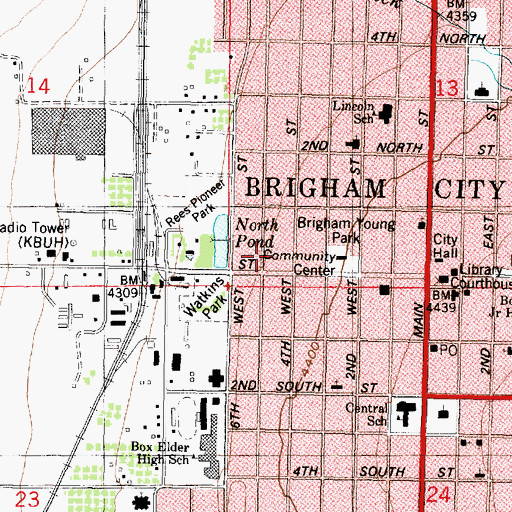 Topographic Map of Brigham City Fire Department, UT