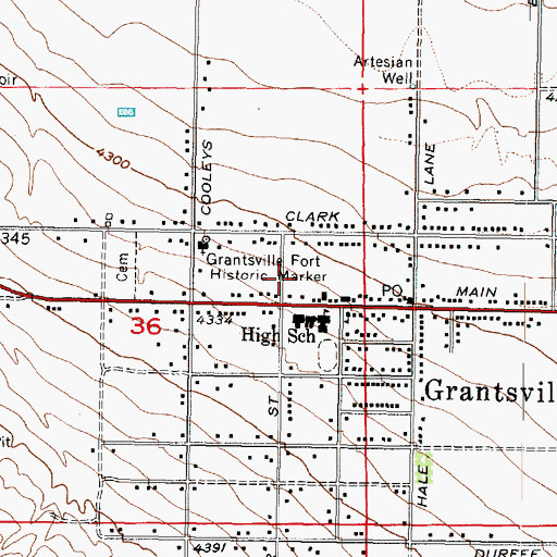 Topographic Map of Grantsville Fire Department, UT