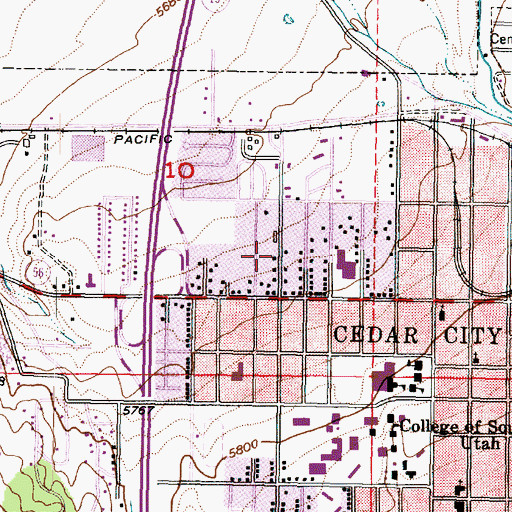Topographic Map of Cedar City Fire Department Station 1, UT