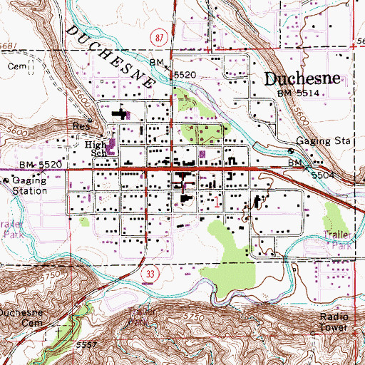 Topographic Map of Duchesne Fire Department, UT