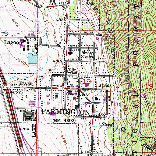 Topographic Map of Farmington City Fire Department, UT