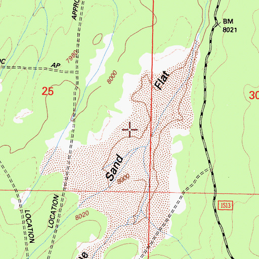 Topographic Map of Little Sand Flat, CA