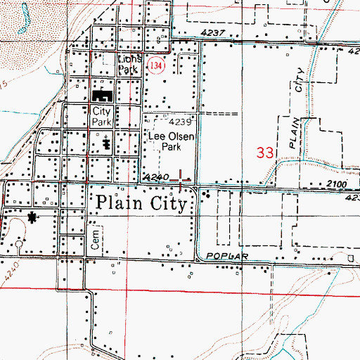 Topographic Map of Plain City Fire Department, UT