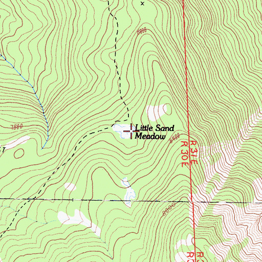Topographic Map of Little Sand Meadow, CA