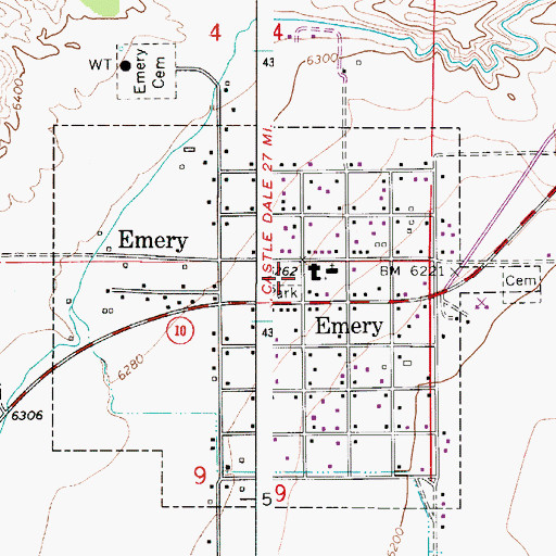 Topographic Map of Emery Fire Department, UT