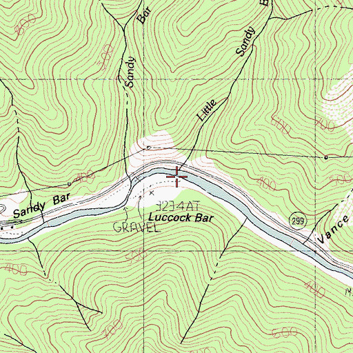 Topographic Map of Little Sandy Bar Creek, CA