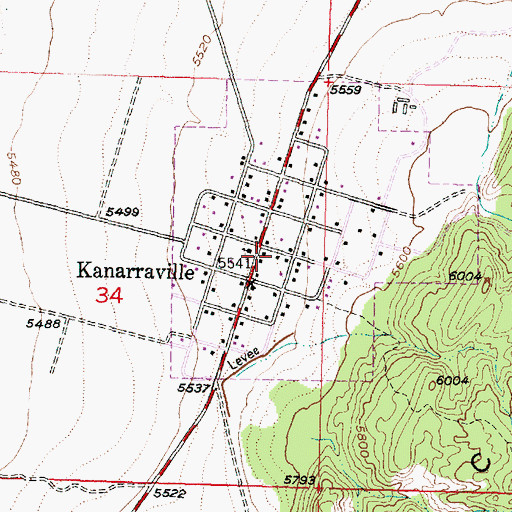 Topographic Map of Kanarraville Fire Department, UT