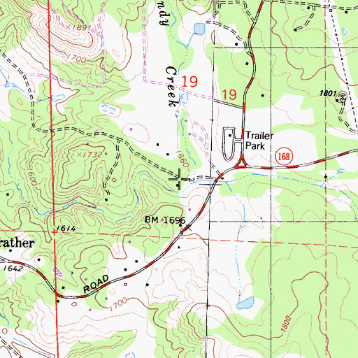 Topographic Map of Little Sandy Creek, CA