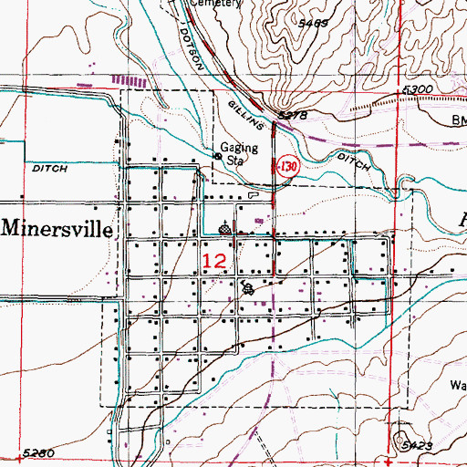 Topographic Map of Beaver County Fire District - Minersville, UT