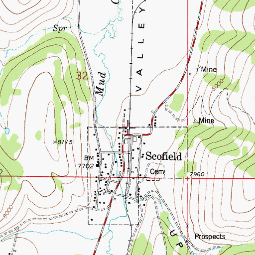 Topographic Map of Scofield Fire Station, UT