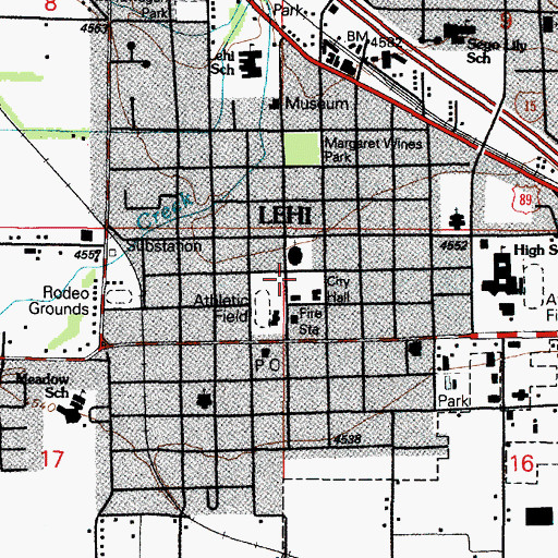 Topographic Map of Lehi Fire Department Station 81, UT