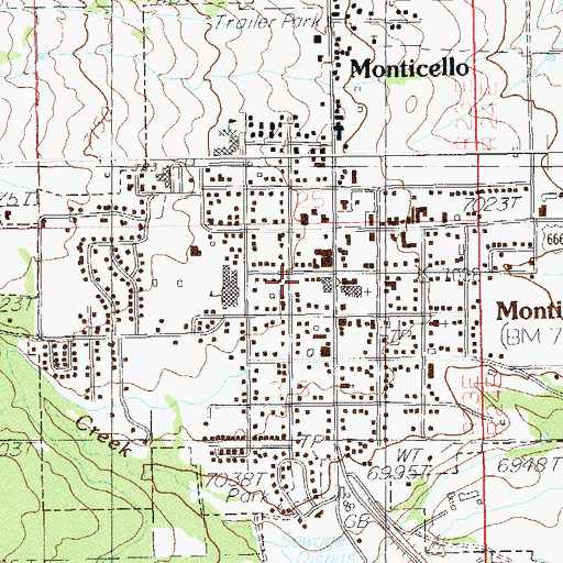 Topographic Map of Monticello Fire Department, UT
