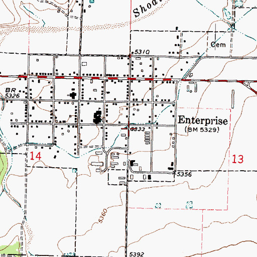 Topographic Map of Enterprise Volunteer Fire Department, UT