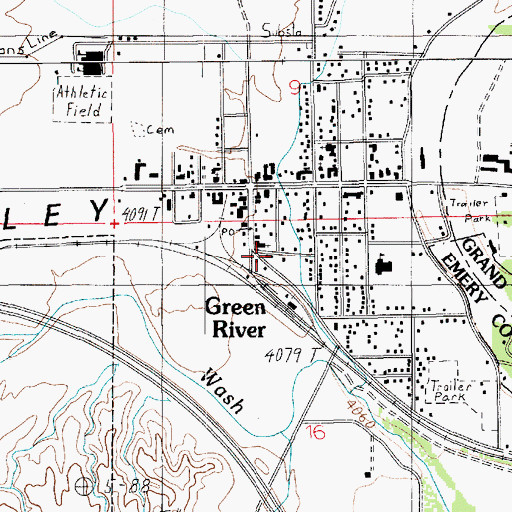 Topographic Map of Green River Fire Department, UT