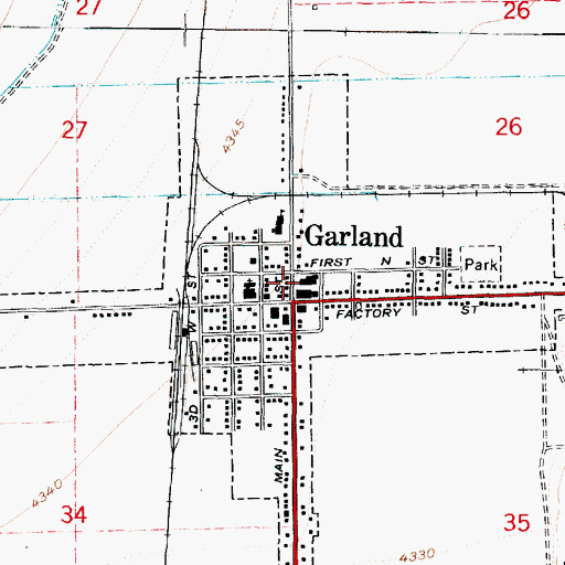 Topographic Map of Garland Fire Department, UT