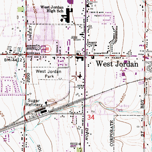 Topographic Map of West Jordan City Fire Department Station 52, UT