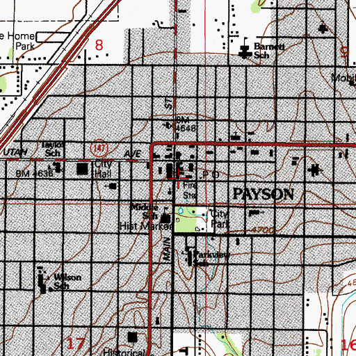 Topographic Map of Payson Fire Department, UT