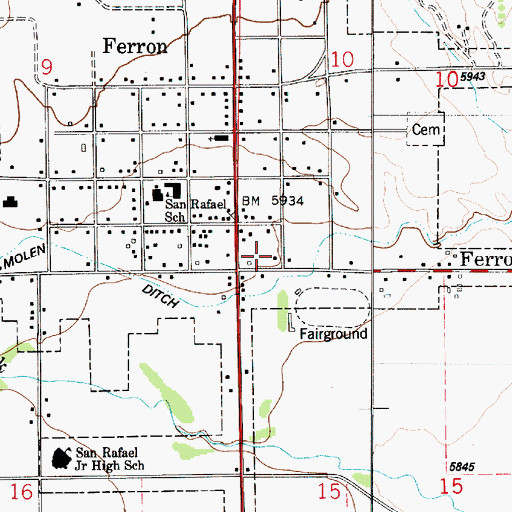 Topographic Map of Ferron Fire Department, UT