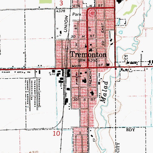 Topographic Map of Tremonton Fire Department, UT