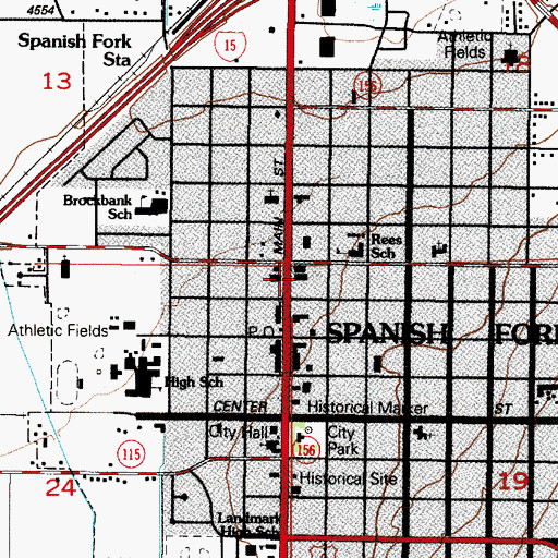 Topographic Map of Spanish Fork Fire Department, UT