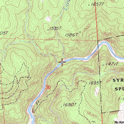 Topographic Map of Little Shady Creek, CA