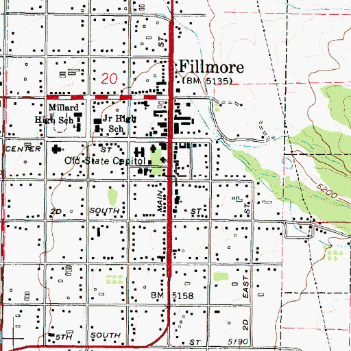 Topographic Map of Fillmore Fire Department, UT