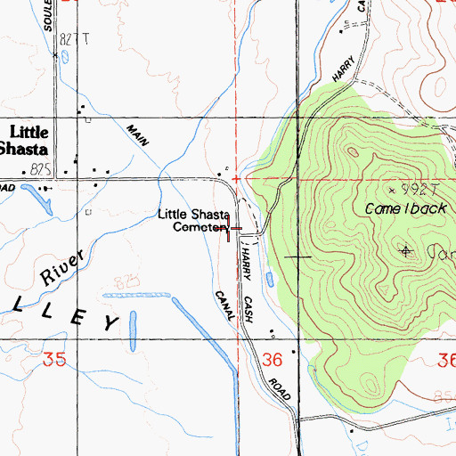 Topographic Map of Little Shasta Cemetery, CA