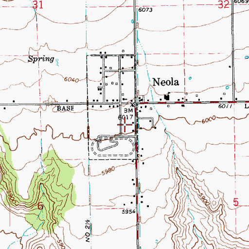 Topographic Map of Neola Fire Department, UT
