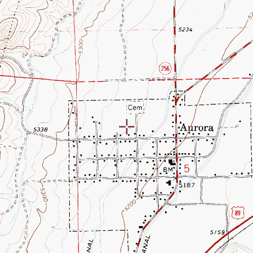 Topographic Map of Aurora Fire Department, UT
