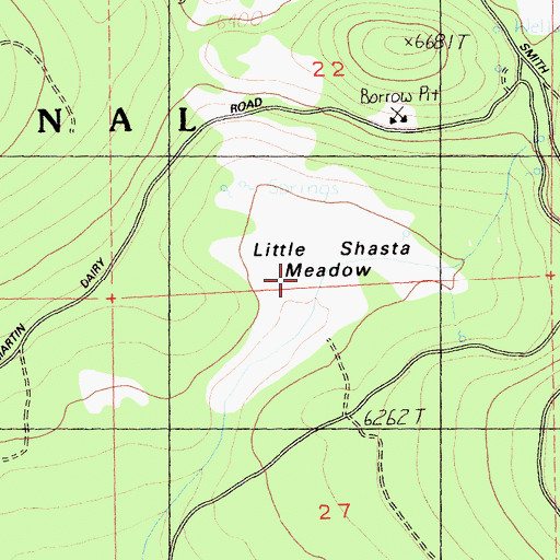Topographic Map of Little Shasta Meadow, CA